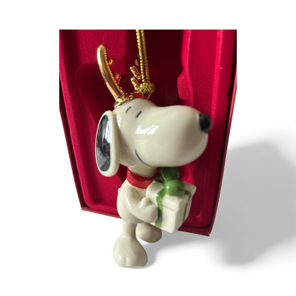 Lenox Festive Snoopy Ornament with Red and Gold Accents